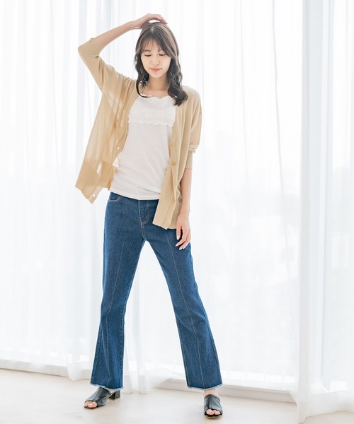 Jayro(ジャイロ)の「シアーリラックスシルエットVネックカーディガン(カーディガン/ボレロ・レディース・ブラック/ブルー/ホワイト系その他/ベージュ・M)」の10枚目の写真