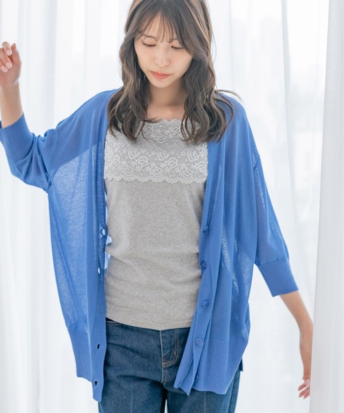 Jayro(ジャイロ)の「シアーリラックスシルエットVネックカーディガン(カーディガン/ボレロ・レディース・ブラック/ブルー/ホワイト系その他/ベージュ・M)」の11枚目の写真