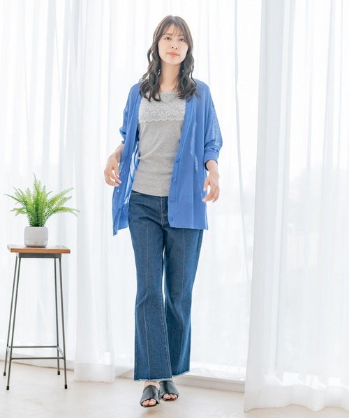 Jayro(ジャイロ)の「シアーリラックスシルエットVネックカーディガン(カーディガン/ボレロ・レディース・ブラック/ブルー/ホワイト系その他/ベージュ・M)」の16枚目の写真
