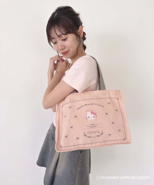 MAJESTIC LEGON（マジェスティックレゴン）の「ハローキティ パールリボンT（Tシャツ/カットソー・レディース・ピンク/オフホワイト・MEDIUM）」の20枚目の写真