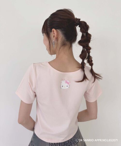 MAJESTIC LEGON（マジェスティックレゴン）の「ハローキティ パールリボンT（Tシャツ/カットソー・レディース・ピンク/オフホワイト・MEDIUM）」の3枚目の写真
