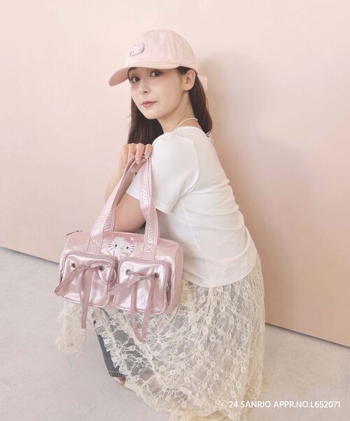 MAJESTIC LEGON（マジェスティックレゴン）の「ハローキティ パールリボンT（Tシャツ/カットソー・レディース・ピンク/オフホワイト・MEDIUM）」の5枚目の写真