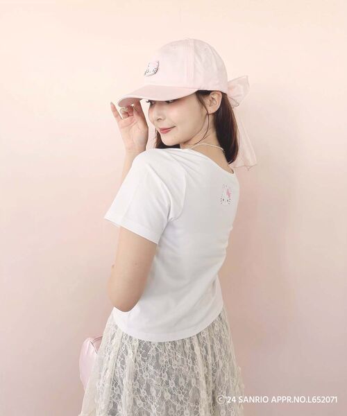 MAJESTIC LEGON（マジェスティックレゴン）の「ハローキティ パールリボンT（Tシャツ/カットソー・レディース・ピンク/オフホワイト・MEDIUM）」の8枚目の写真