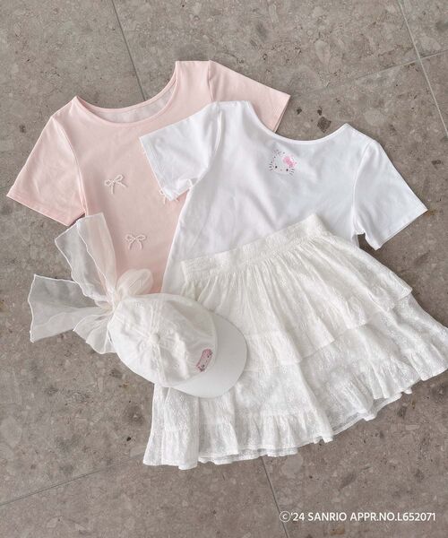 MAJESTIC LEGON（マジェスティックレゴン）の「ハローキティ パールリボンT（Tシャツ/カットソー・レディース・ピンク/オフホワイト・MEDIUM）」の10枚目の写真