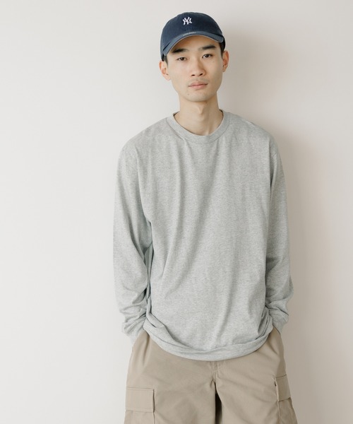 ROOPTOKYO(ループトウキョウ)の「Heavy Weight Cotton L/S T-shirt/5.6オンス ヘビーウェイト リブ付 ロンT クルーネック 無地T(Tシャツ/カットソー・メンズ・ホワイト/ダークブラウン/バーガンディー/ネイビー/杢グレー/ブラック/アーミー・S/M/L/XL)」の3枚目の写真