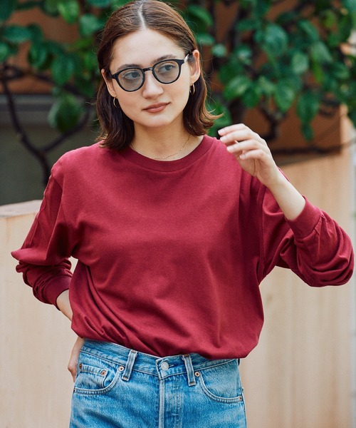 ROOPTOKYO(ループトウキョウ)の「Heavy Weight Cotton L/S T-shirt/5.6オンス ヘビーウェイト リブ付 ロンT クルーネック 無地T(Tシャツ/カットソー・メンズ・ホワイト/ダークブラウン/バーガンディー/ネイビー/杢グレー/ブラック/アーミー・S/M/L/XL)」の7枚目の写真