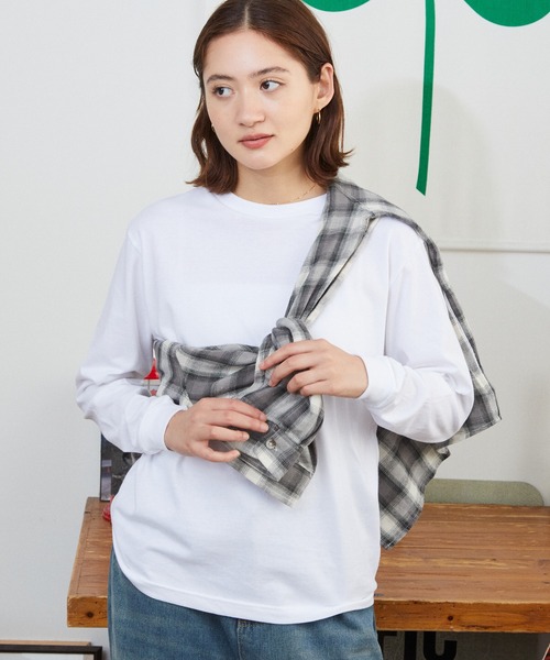 ROOPTOKYO(ループトウキョウ)の「Heavy Weight Cotton L/S T-shirt/5.6オンス ヘビーウェイト リブ付 ロンT クルーネック 無地T(Tシャツ/カットソー・メンズ・ホワイト/ダークブラウン/バーガンディー/ネイビー/杢グレー/ブラック/アーミー・S/M/L/XL)」の1枚目の写真