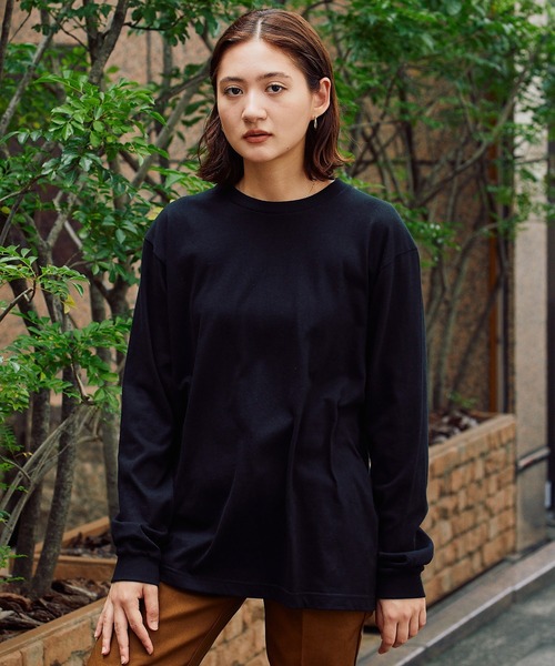 ROOPTOKYO(ループトウキョウ)の「Heavy Weight Cotton L/S T-shirt/5.6オンス ヘビーウェイト リブ付 ロンT クルーネック 無地T(Tシャツ/カットソー・メンズ・ホワイト/ダークブラウン/バーガンディー/ネイビー/杢グレー/ブラック/アーミー・S/M/L/XL)」の2枚目の写真