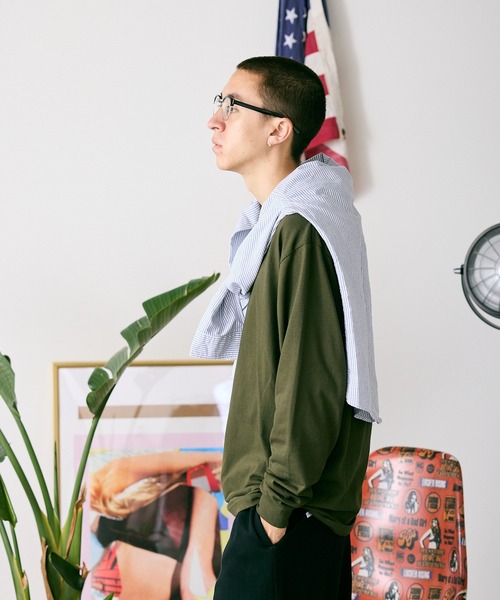 ROOPTOKYO(ループトウキョウ)の「Heavy Weight Cotton L/S T-shirt/5.6オンス ヘビーウェイト リブ付 ロンT クルーネック 無地T(Tシャツ/カットソー・メンズ・ホワイト/ダークブラウン/バーガンディー/ネイビー/杢グレー/ブラック/アーミー・S/M/L/XL)」の12枚目の写真