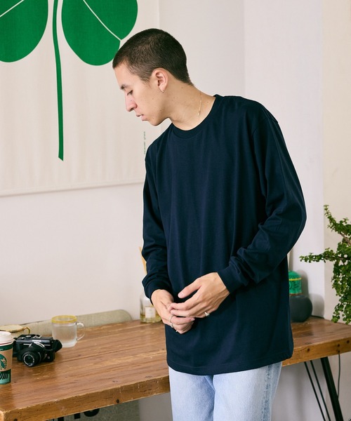 ROOPTOKYO(ループトウキョウ)の「Heavy Weight Cotton L/S T-shirt/5.6オンス ヘビーウェイト リブ付 ロンT クルーネック 無地T(Tシャツ/カットソー・メンズ・ホワイト/ダークブラウン/バーガンディー/ネイビー/杢グレー/ブラック/アーミー・S/M/L/XL)」の15枚目の写真