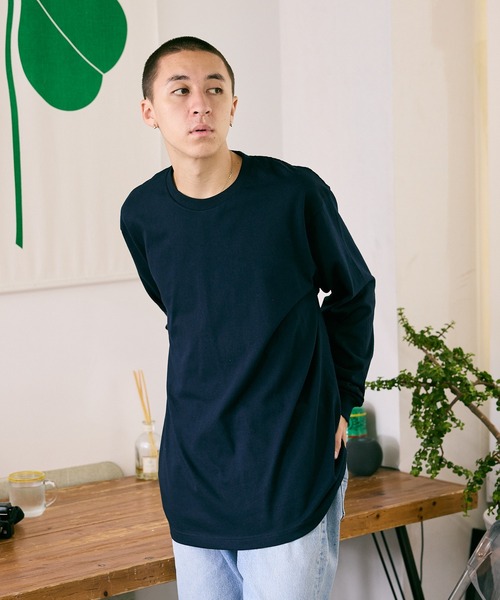 ROOPTOKYO(ループトウキョウ)の「Heavy Weight Cotton L/S T-shirt/5.6オンス ヘビーウェイト リブ付 ロンT クルーネック 無地T(Tシャツ/カットソー・メンズ・ホワイト/ダークブラウン/バーガンディー/ネイビー/杢グレー/ブラック/アーミー・S/M/L/XL)」の16枚目の写真