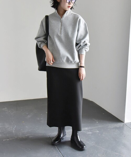 quaranciel:〈洗濯機可能〉ポンチ ハーフジップ スタンドカラー
