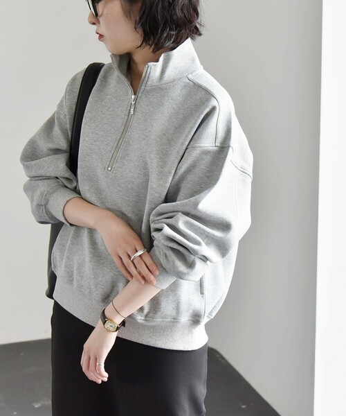 quaranciel:〈洗濯機可能〉ポンチ ハーフジップ スタンドカラー