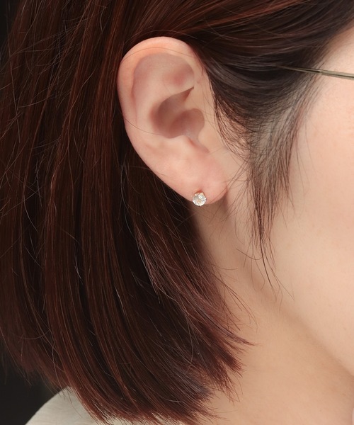 NOIR DE POUPEE（ノワールドプーペ）の「K14GF 天然石スタッド バックキャッチチェーンピアス（ピアス（両耳用）・レディース・ブルー/クリア/パープル/ホワイト・FREE）」の12枚目の写真