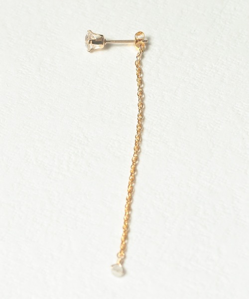 NOIR DE POUPEE（ノワールドプーペ）の「K14GF 天然石スタッド バックキャッチチェーンピアス（ピアス（両耳用）・レディース・ブルー/クリア/パープル/ホワイト・FREE）」の11枚目の写真