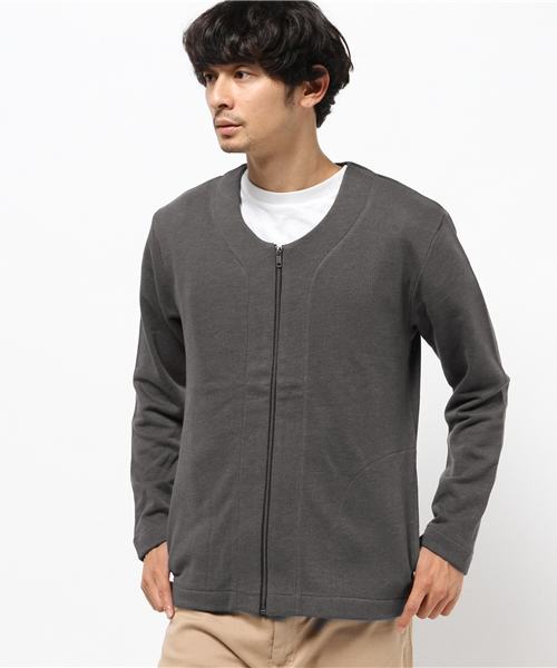 ikka（イッカ）の「裏毛ノーカラーZIPカーディガン（カーディガン/ボレロ・メンズ・スモークグレー/ネイビー・X-LARGE/LARGE/MEDIUM）」の2枚目の写真