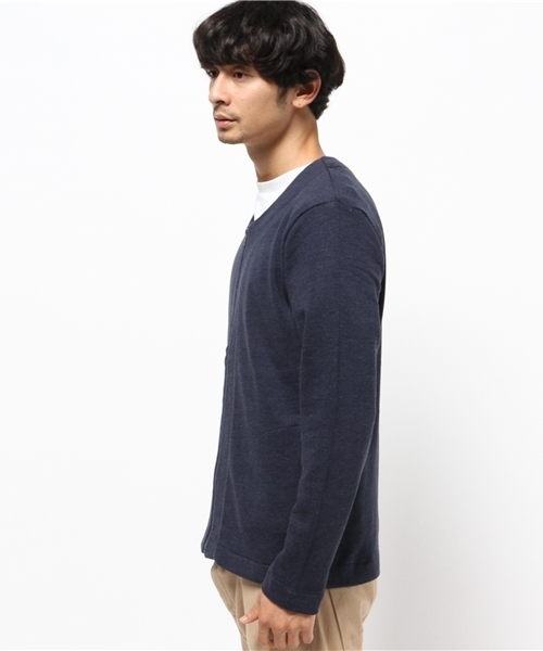 ikka（イッカ）の「裏毛ノーカラーZIPカーディガン（カーディガン/ボレロ・メンズ・スモークグレー/ネイビー・X-LARGE/LARGE/MEDIUM）」の5枚目の写真