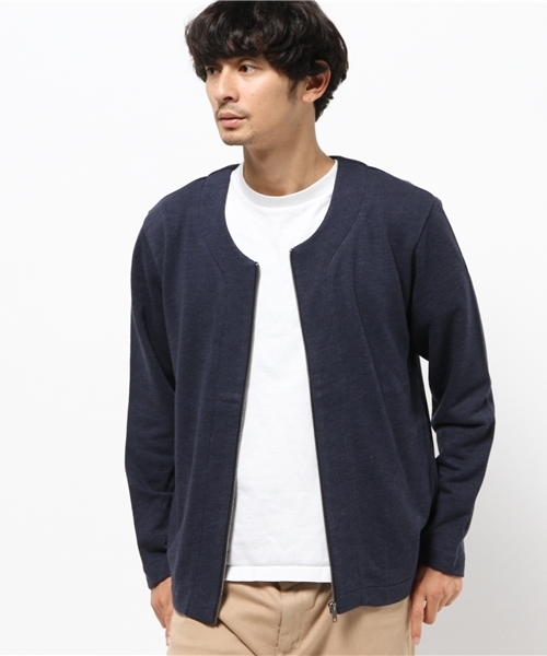 ikka（イッカ）の「裏毛ノーカラーZIPカーディガン（カーディガン/ボレロ・メンズ・スモークグレー/ネイビー・X-LARGE/LARGE/MEDIUM）」の7枚目の写真