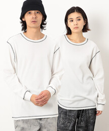 Purple&Yellow | カラーステッチ長袖Ｔシャツ(Tシャツ/カットソー)