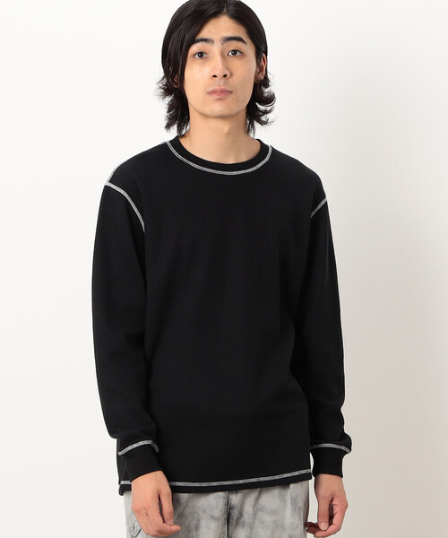 Purple&Yellow（パープルアンドイエロー）の「カラーステッチ長袖Ｔシャツ（Tシャツ/カットソー・メンズ・グレー/ブラック/ホワイト・SMALL/MEDIUM/LARGE）」の17枚目の写真