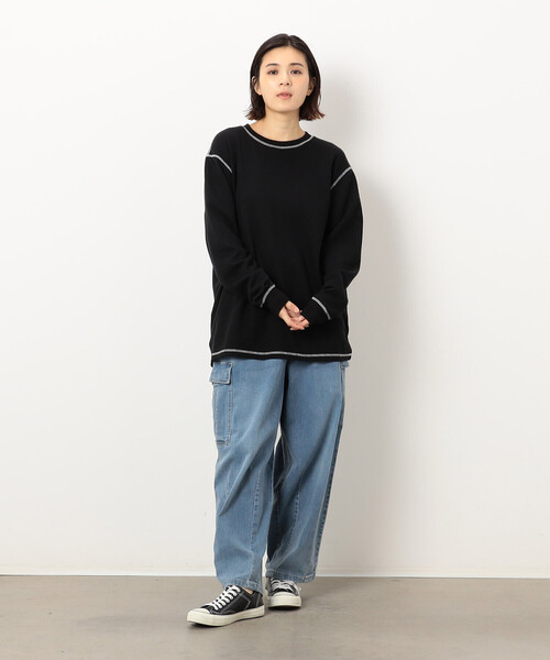 Purple&Yellow（パープルアンドイエロー）の「カラーステッチ長袖Ｔシャツ（Tシャツ/カットソー・メンズ・グレー/ブラック/ホワイト・SMALL/MEDIUM/LARGE）」の15枚目の写真