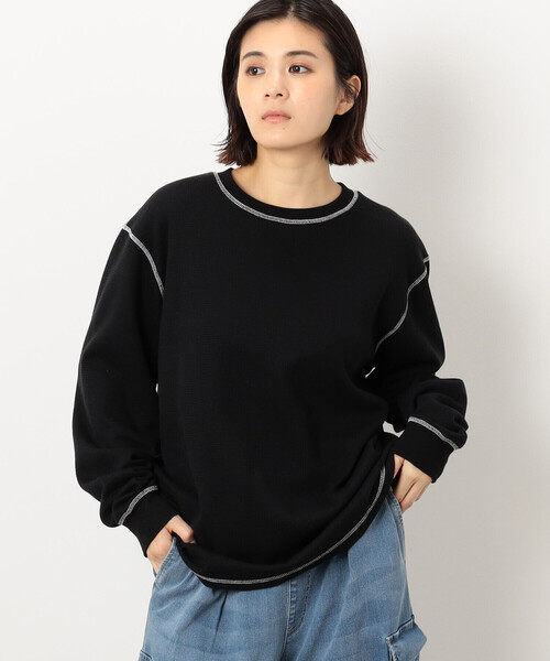 Purple&Yellow（パープルアンドイエロー）の「カラーステッチ長袖Ｔシャツ（Tシャツ/カットソー・メンズ・グレー/ブラック/ホワイト・SMALL/MEDIUM/LARGE）」の14枚目の写真