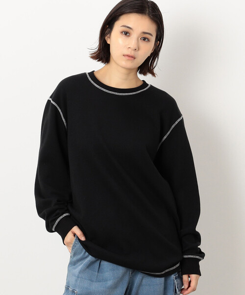 Purple&Yellow（パープルアンドイエロー）の「カラーステッチ長袖Ｔシャツ（Tシャツ/カットソー・メンズ・グレー/ブラック/ホワイト・SMALL/MEDIUM/LARGE）」の13枚目の写真