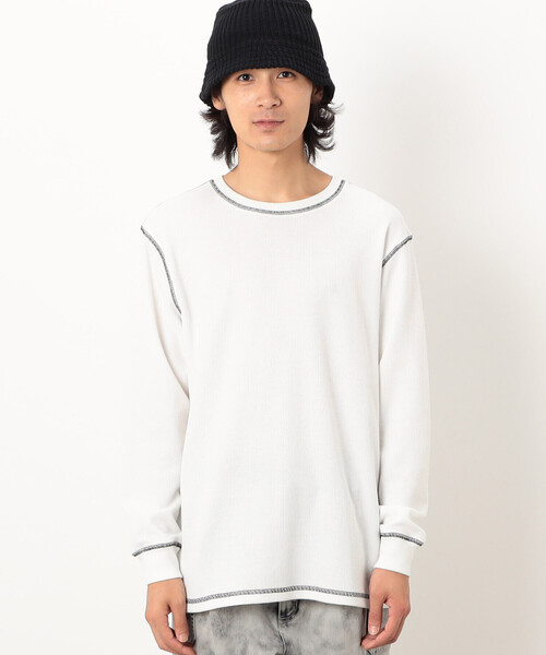 Purple&Yellow（パープルアンドイエロー）の「カラーステッチ長袖Ｔシャツ（Tシャツ/カットソー・メンズ・グレー/ブラック/ホワイト・SMALL/MEDIUM/LARGE）」の12枚目の写真