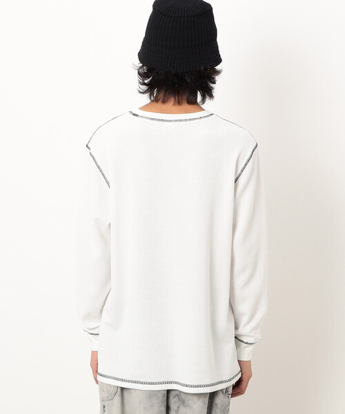 Purple&Yellow（パープルアンドイエロー）の「カラーステッチ長袖Ｔシャツ（Tシャツ/カットソー・メンズ・グレー/ブラック/ホワイト・SMALL/MEDIUM/LARGE）」の10枚目の写真