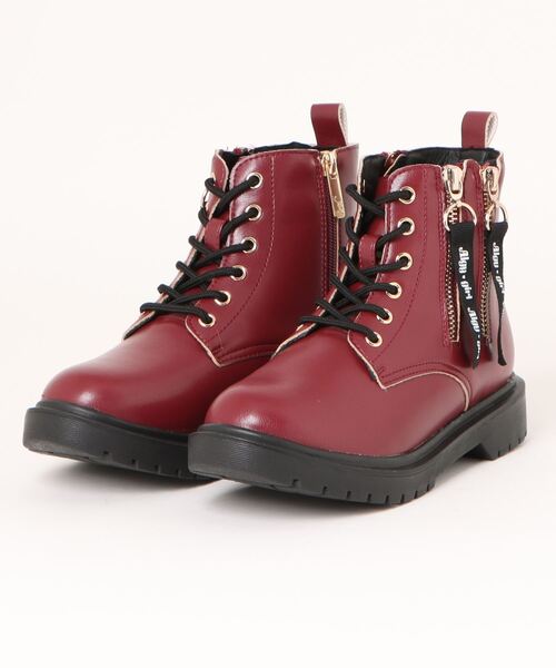 algy(アルジー)の「ALGY ロゴ入り ダブルファスナー 編み上げブーツ(ブーツ・キッズ・ブラック/ホワイト/レッド・20.0cm/21.0cm/22.0cm/23.0cm/24.0cm)」の3枚目の写真
