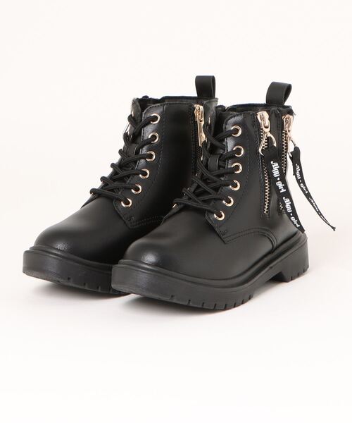 algy(アルジー)の「ALGY ロゴ入り ダブルファスナー 編み上げブーツ(ブーツ・キッズ・ブラック/ホワイト/レッド・20.0cm/21.0cm/22.0cm/23.0cm/24.0cm)」の2枚目の写真