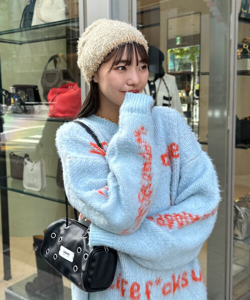 CIAOPANIC（チャオパニック）の「ラメシャギーニットビーニー（ニットキャップ/ビーニー・レディース・ブラック/ベージュ/ブラウン・ONE SIZE）」の16枚目の写真