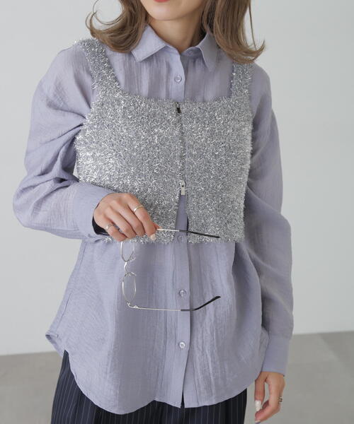 FREE'S MART（フリーズマート）の「シャギーラメニットビスチェ（ニット/セーター・レディース・ホワイト/ブラック/ブルー/グレー・FREE）」の20枚目の写真