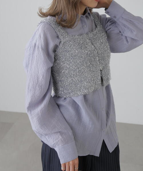 FREE'S MART（フリーズマート）の「シャギーラメニットビスチェ（ニット/セーター・レディース・ホワイト/ブラック/ブルー/グレー・FREE）」の19枚目の写真