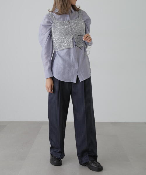 FREE'S MART（フリーズマート）の「シャギーラメニットビスチェ（ニット/セーター・レディース・ホワイト/ブラック/ブルー/グレー・FREE）」の15枚目の写真