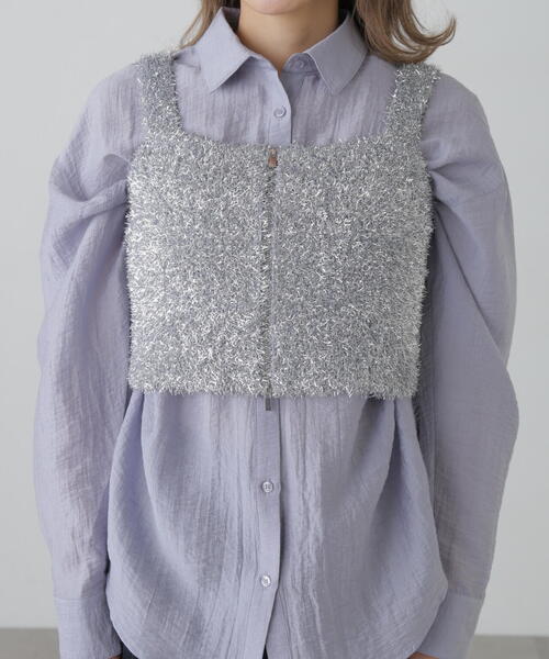 FREE'S MART（フリーズマート）の「シャギーラメニットビスチェ（ニット/セーター・レディース・ホワイト/ブラック/ブルー/グレー・FREE）」の13枚目の写真