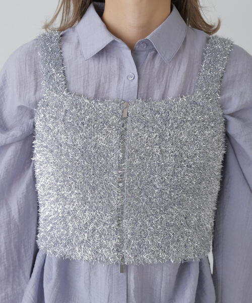 FREE'S MART（フリーズマート）の「シャギーラメニットビスチェ（ニット/セーター・レディース・ホワイト/ブラック/ブルー/グレー・FREE）」の10枚目の写真