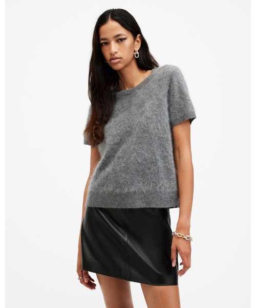 REBEL BRUSHED CASHMERE KNITTED T-SHIRT | REBEL ブラッシュ カシミヤ ニット Tシャツ（ニット/セーター）｜ALLSAINTS（オールセインツ）