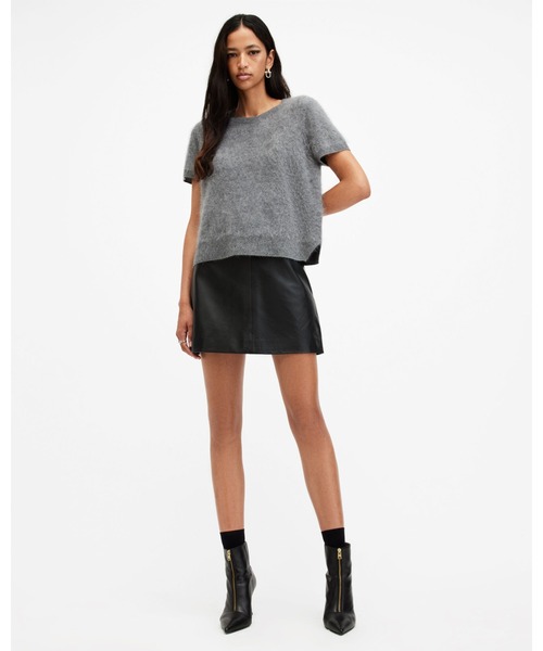 REBEL BRUSHED CASHMERE KNITTED T-SHIRT | REBEL ブラッシュ カシミヤ ニット Tシャツ（ニット/セーター）｜ALLSAINTS（オールセインツ）