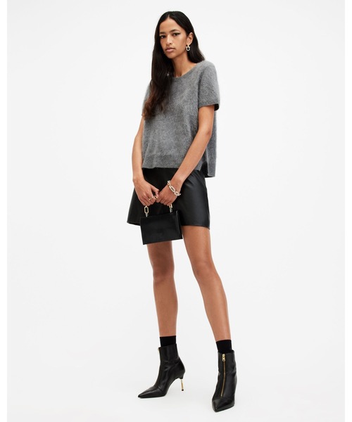 REBEL BRUSHED CASHMERE KNITTED T-SHIRT | REBEL ブラッシュ カシミヤ ニット Tシャツ（ニット/セーター）｜ALLSAINTS（オールセインツ）