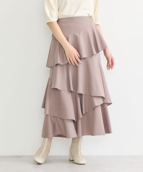 earth music&ecology（アースミュージックアンドエコロジー）の「ランダムティアードスカート（スカート・レディース・その他14/ブラック/モカ・FREE）」の5枚目の写真