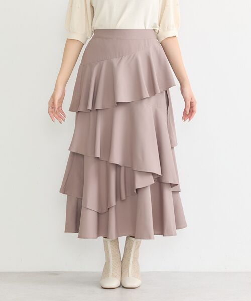 earth music&ecology（アースミュージックアンドエコロジー）の「ランダムティアードスカート（スカート・レディース・その他14/ブラック/モカ・FREE）」の6枚目の写真