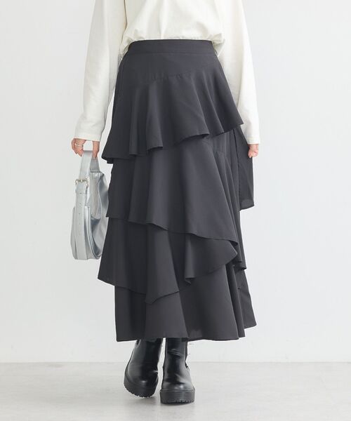 earth music&ecology（アースミュージックアンドエコロジー）の「ランダムティアードスカート（スカート・レディース・その他14/ブラック/モカ・FREE）」の14枚目の写真