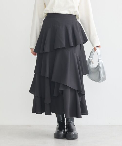 earth music&ecology（アースミュージックアンドエコロジー）の「ランダムティアードスカート（スカート・レディース・その他14/ブラック/モカ・FREE）」の15枚目の写真