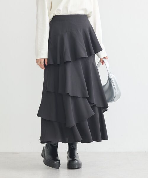 earth music&ecology（アースミュージックアンドエコロジー）の「ランダムティアードスカート（スカート・レディース・その他14/ブラック/モカ・FREE）」の16枚目の写真