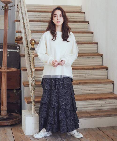 earth music&ecology（アースミュージックアンドエコロジー）の「ランダムティアードスカート（スカート・レディース・その他14/ブラック/モカ・FREE）」の20枚目の写真