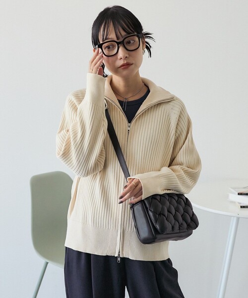 24AW STONE  ジップカーディガン セール】ストーンウォッシュ ジップカーディガン（ニット