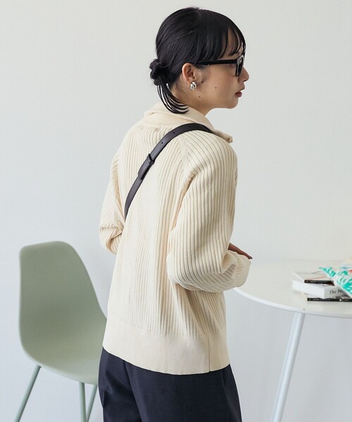 24AW STONE  ジップカーディガン セール】ストーンウォッシュ ジップカーディガン（ニット