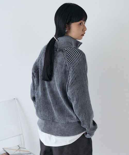 セール】ストーンウォッシュ ジップカーディガン（ニット