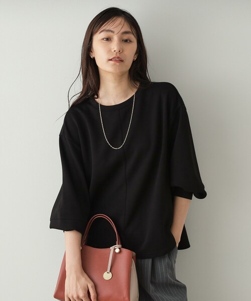 OPAQUE.CLIP(オペークドットクリップ)の「◆ボリュームスリーブトップス【洗濯機洗い可】(Tシャツ/カットソー・レディース・アイボリー/ブラック/ライトベージュ/グレー・38/40/42)」の1枚目の写真